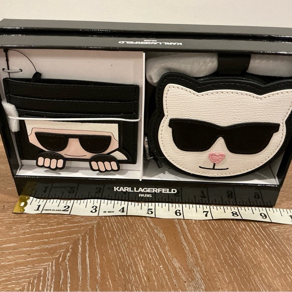 Karl Lagerfeld Kids Cat and Wallet Set - Black and Cream - Picture 2 of 8
